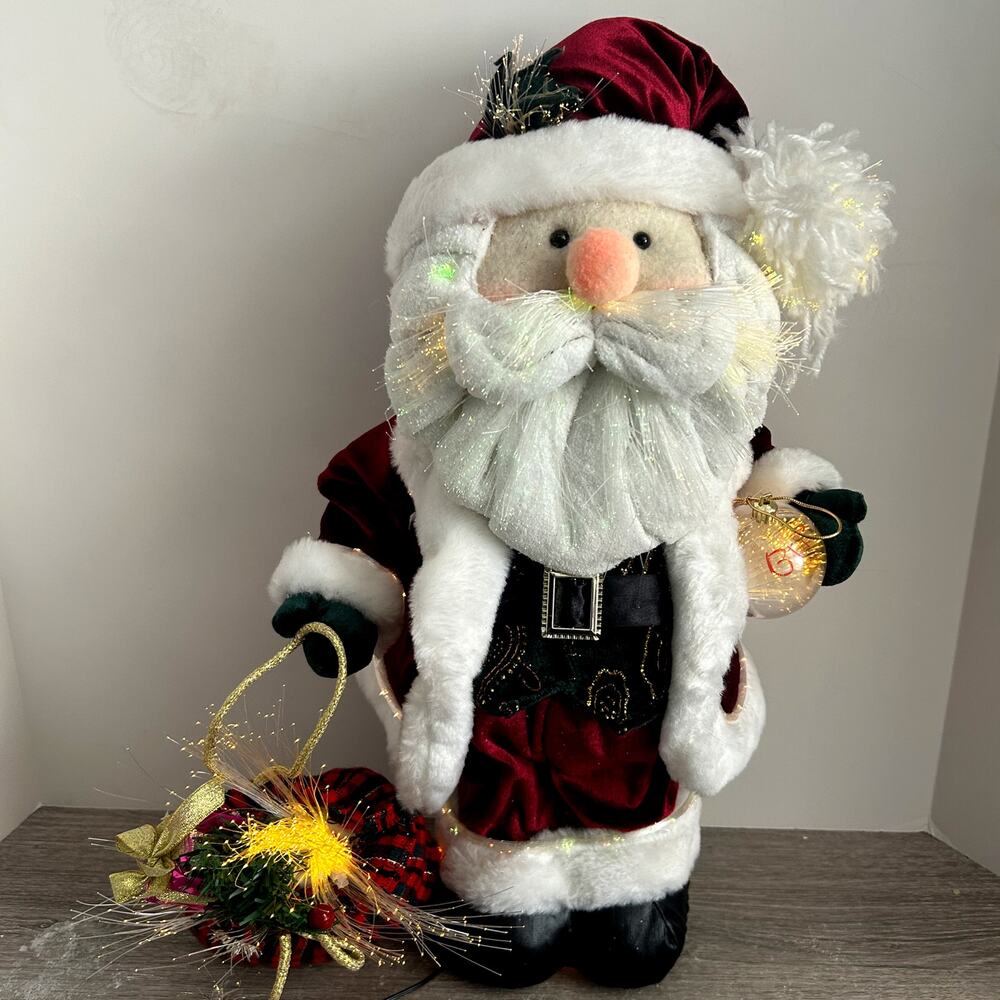 RARE Vintage 19 1/2” Fiber Optic Color Changing Christmas Santa by Trendmaster